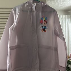 Disney Parks Women's Raincoat Minnie Mouse Hooded Rain Jacket Purple 
