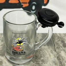 Vintage Pirana Joe Cozumel Ring For Service 10 Oz Drink Clear Glass Mug