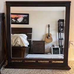 Wood Dresser Mirror with Hardware