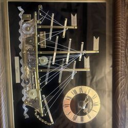 Vintage Linden Clipper Boat Clock Picture-Missing Stand-Works