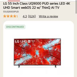 LG 55 Inch Class UQ9000 PUD series LED 4K UHD Smart TV