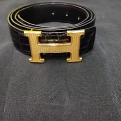 Hermes H Gold  Alligator Belt 38 M  $175