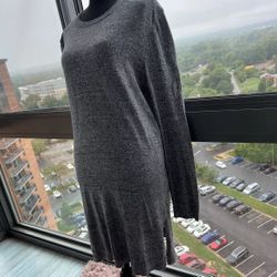ASOS Sweater Tunic Large Gray 100% Cotton Long Sleeve 