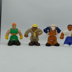 Lot Of 4 1 3/4" Geotrax Figures Zoo Keeper, EMT, Construction Worker, & Old Man