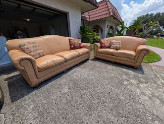Emerson Leather Sofa & Loveseat Set – Genuine Top-Grain Leather