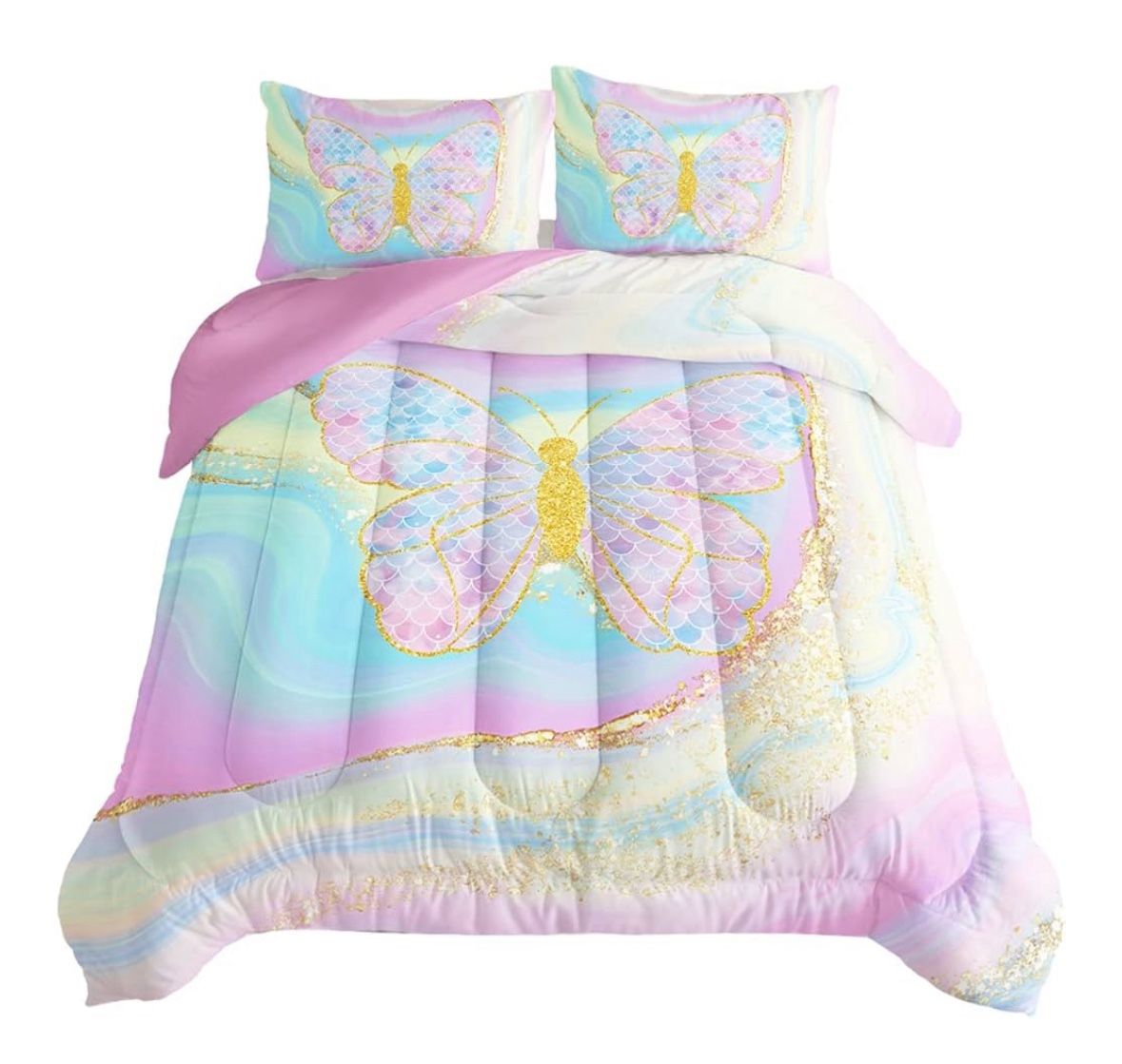 Butterfly Rainbow Watercolor Full Size Bedding