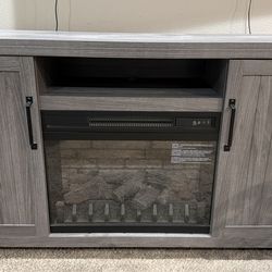 Gray TV Stand with Heater/Fireplace -$220