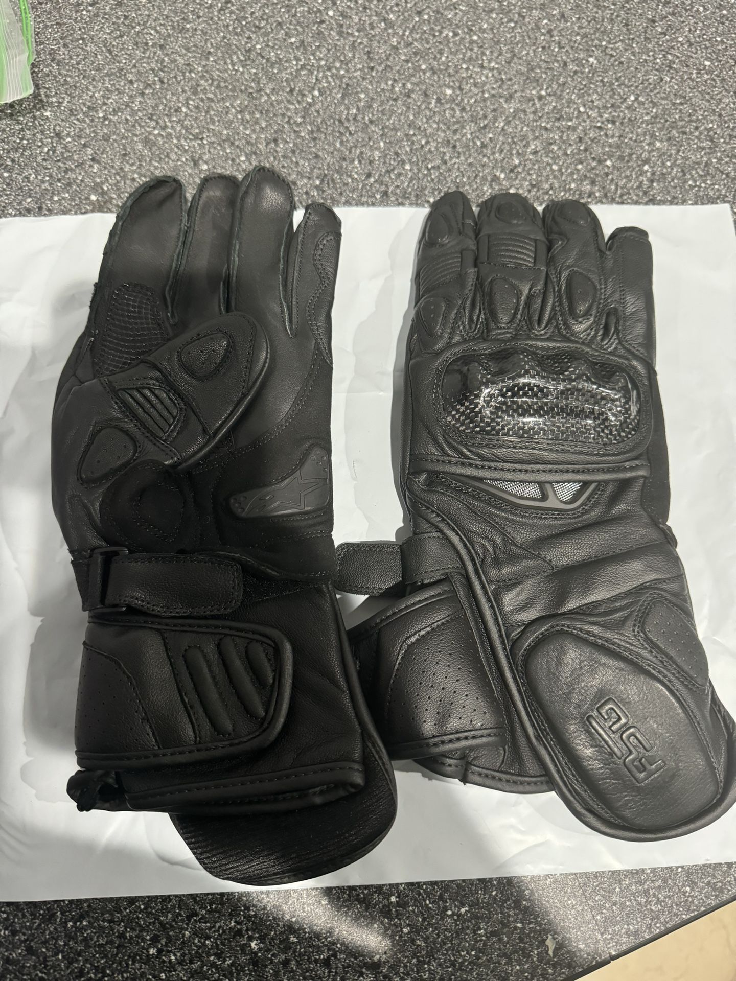 New Black Leather Motorcycle Gloves 