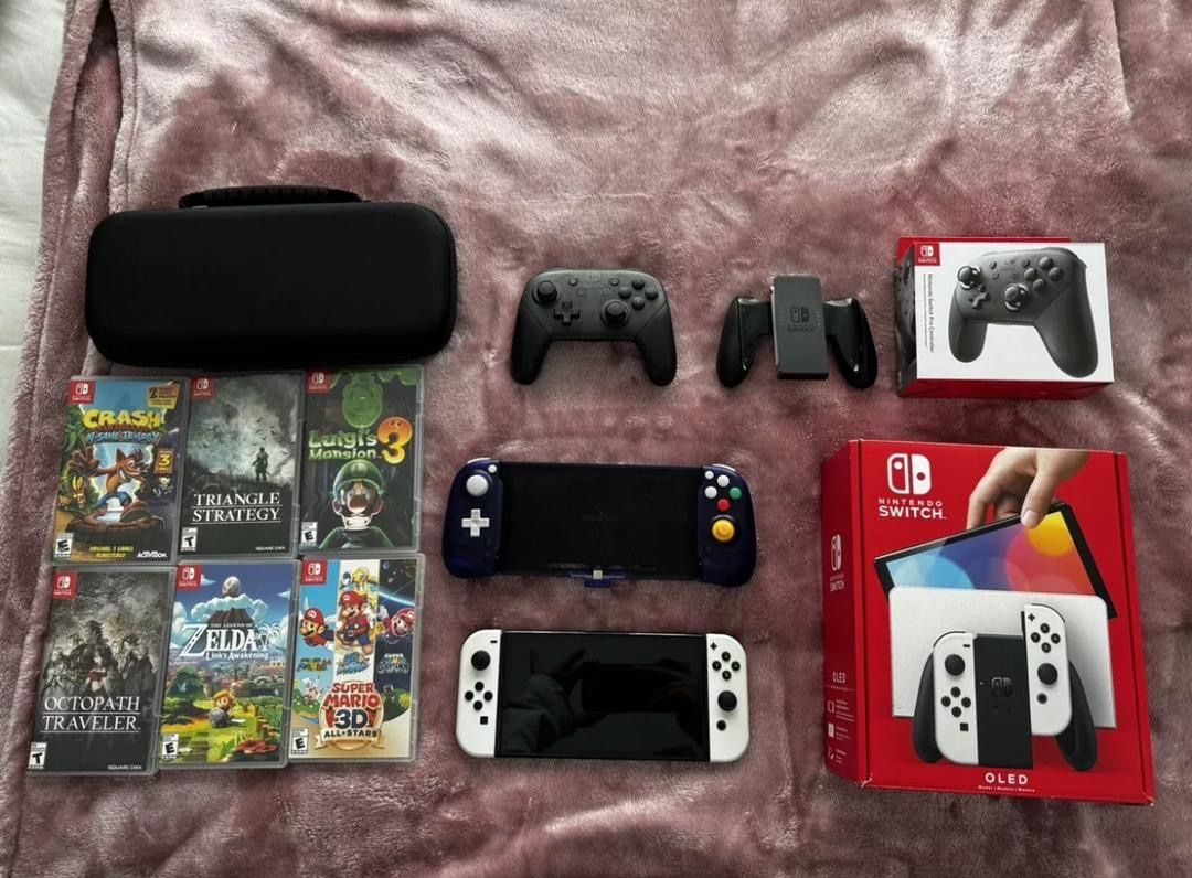 Switch OLED Model-WITH Games, Pro Controller And More- 64GB - White