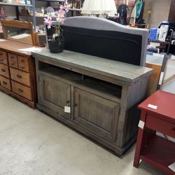 TV stand cabinet   farmhouse modern Gray