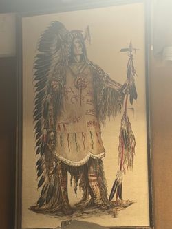 Framed Native American Warrior Art Print