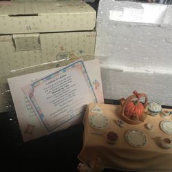 Cherished Teddies Thanksgiving Table With Box And Certificate
