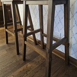 Rustic Wood Bar Stools Set of 2