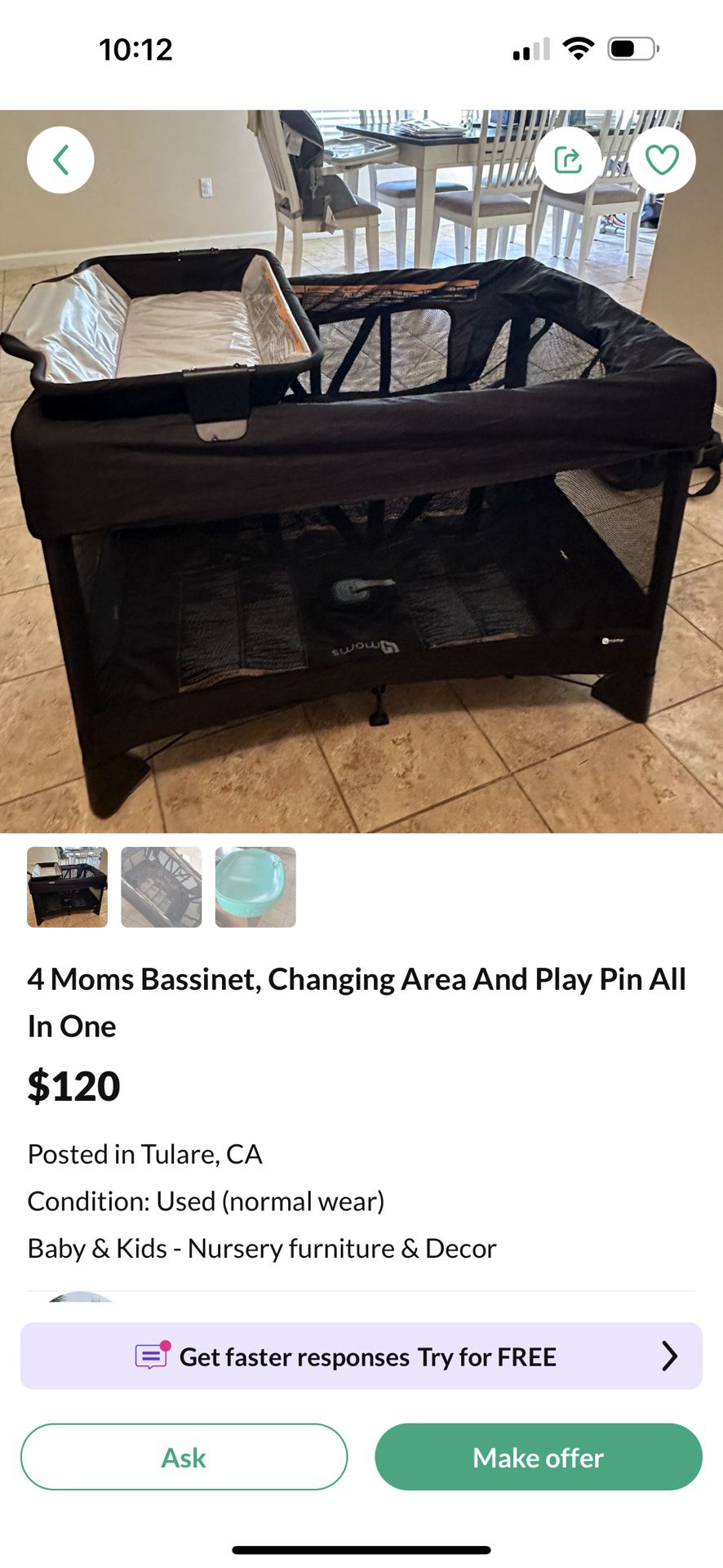 Just For Moms Changing Table, Bassinet, Playpen All In One