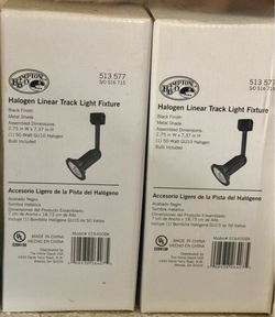 2 New Hampton Bay Halogen Linear Track Light Fixtures – Black Finish – GU10 – NIB