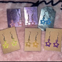 colored star earrings