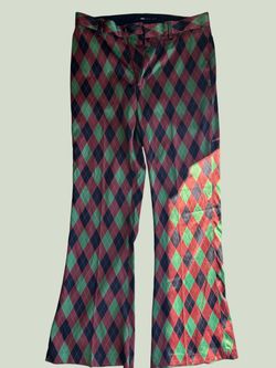 ASOS Design Argyle Print Flare Trousers- 30x30 Unisex