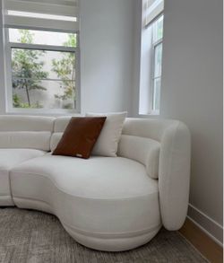 Like-New Cream Curved Sectional Sofa - Only Used Twice