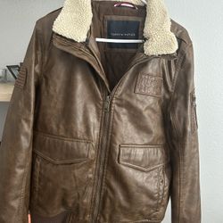 New Men’s Brown Leather Tommy Hilfiger Jacket