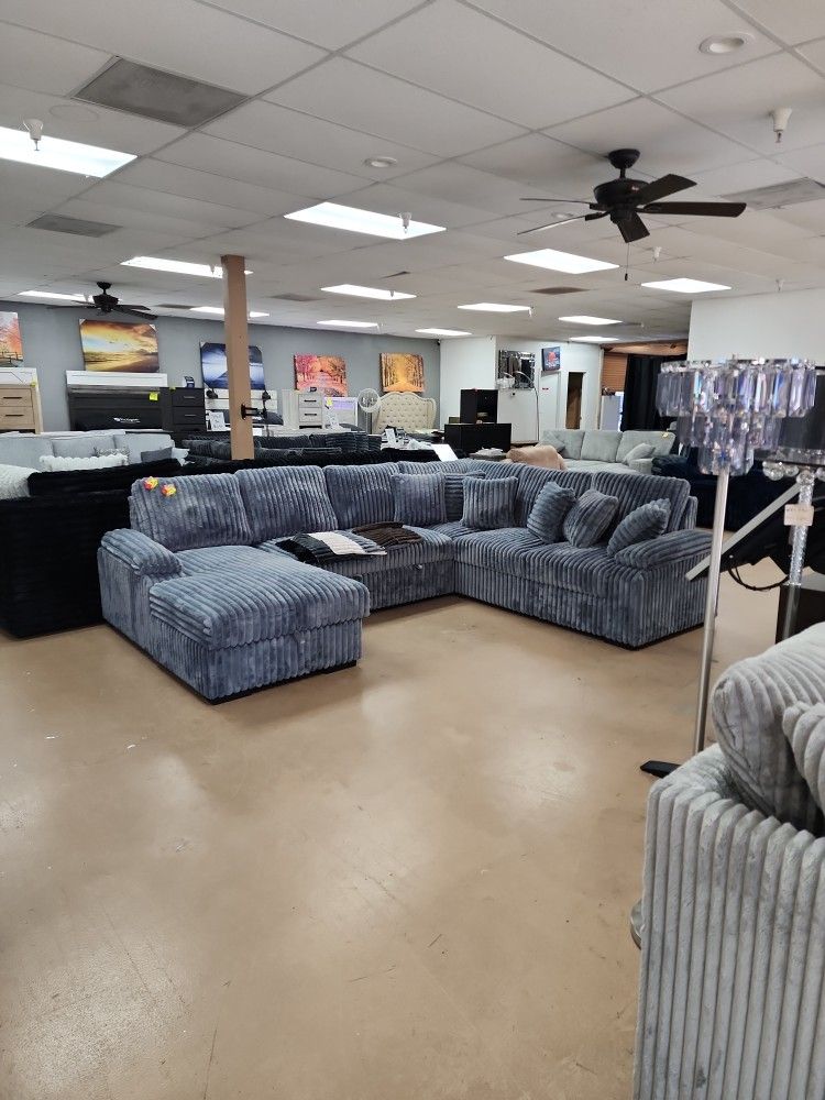 Grey SLEEPER CURDOROY SECTIONAL WITH STORAGE. AVAIL IN 5 COLORS