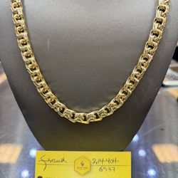 10kt- Semi/Hollow Chino Chain 10MM/26”.