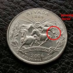2006-P Nevada State Quarter "pooping horse" cud error coin