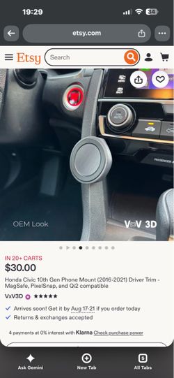Honda Civic 10th Gen Phone Mount (2016-2021)