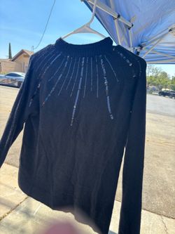 Black Long Sleeve Sweater with Sequin Detail