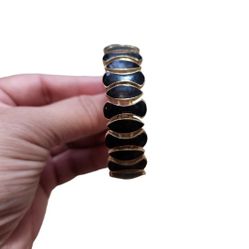 Vintage Gold Toned Black Gem Cuff Bracelet