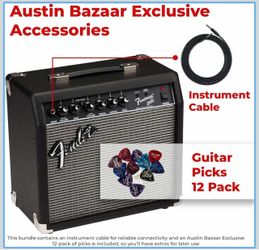 Fender Frontman 20G Guitar Combo Amplifier - Black Bundle with Cable and Austin Bazaar Exclusive 12-Pack Picks