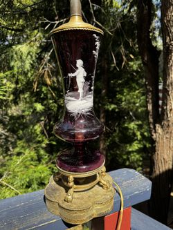 Vintage Etched Glass Lamp Base