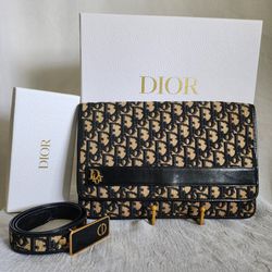 Auth Dior 30 Montiagne Trotter Large Cloth Clutch And Matching Belt