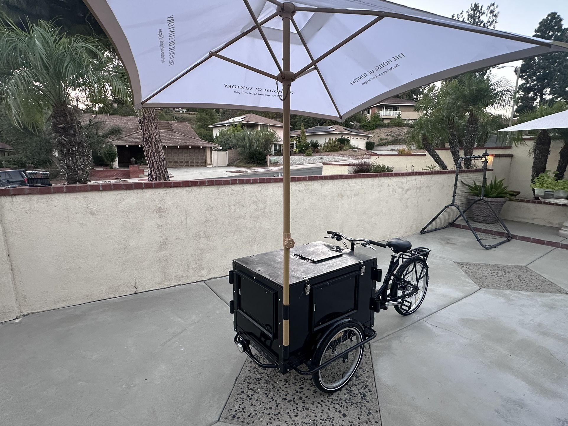 Icicle Tricycle With Cooler & Umbrella For Beverages, Ice Cream, Lemonade Stand
