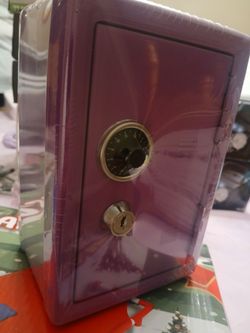 Purple Mini Safe with Combination and Key Lock