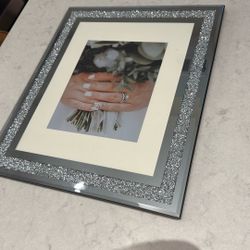 8 X 10 Silver Glitter Mirror Picture Frame 