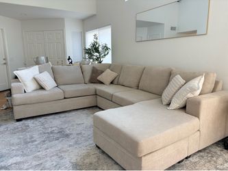 Bonaterra II Sand 127\" 2 Piece Sectional With Right Arm Facing Sofa Chaise