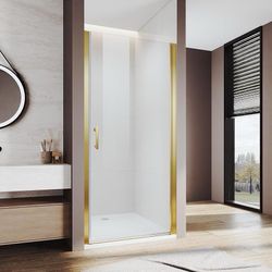 Pivot Shower Door 33.5-35" W x 72" H, Semi-Frameless Shower Door with Easy-Clean & Anti-Fog 1/4"(6mm) Clear Tempered Glass for Bathroom Walk-in Shower
