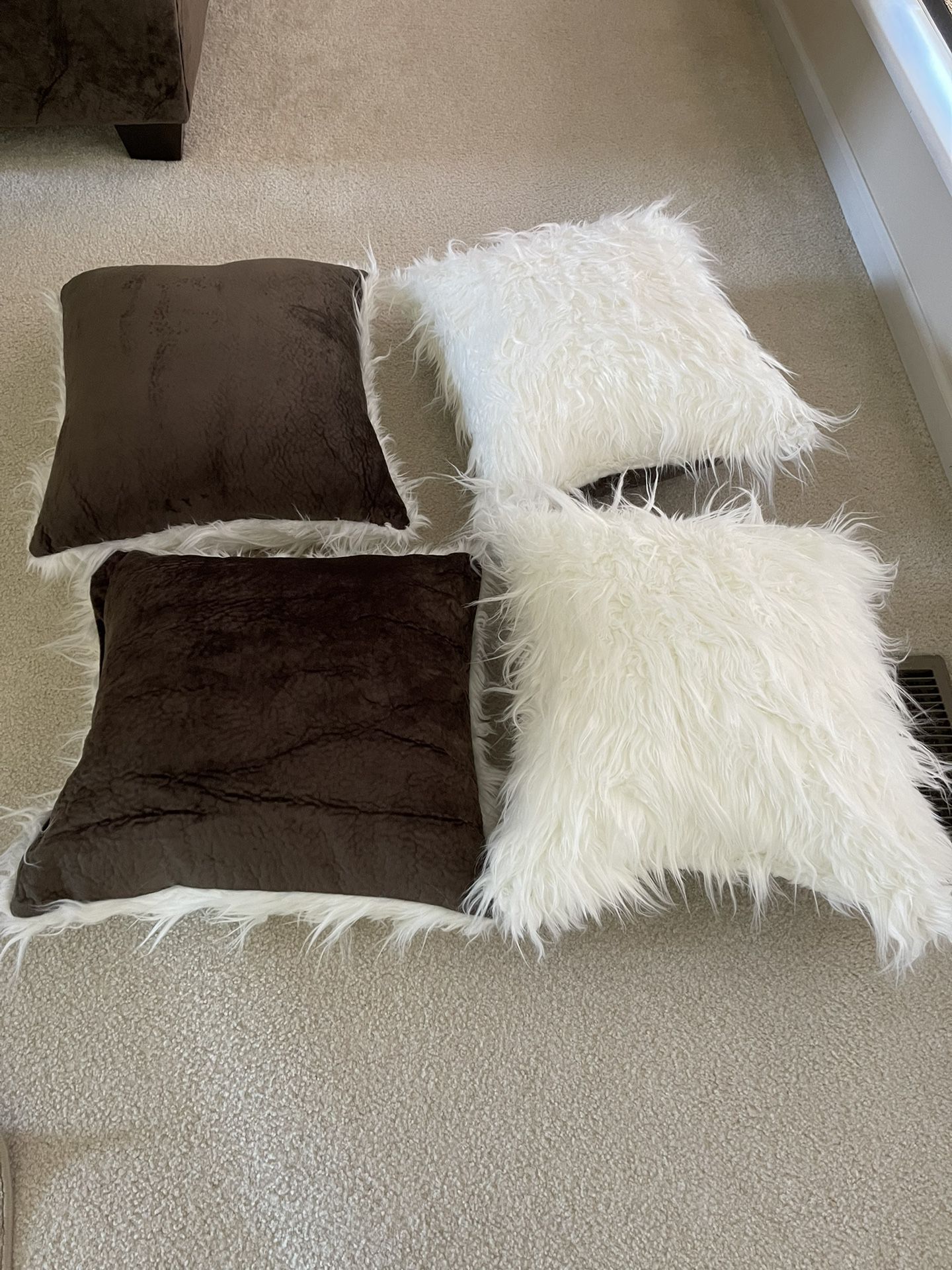 Fluffy Brown/White Pillows