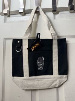 Spirit Halloween Canvas Tote Bag with Coffin Patch