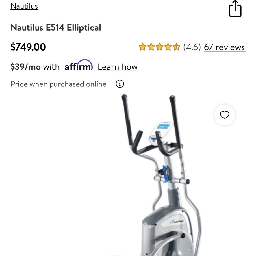 Nautilus E514 Elliptical 250 for Sale in Jersey City NJ OfferUp