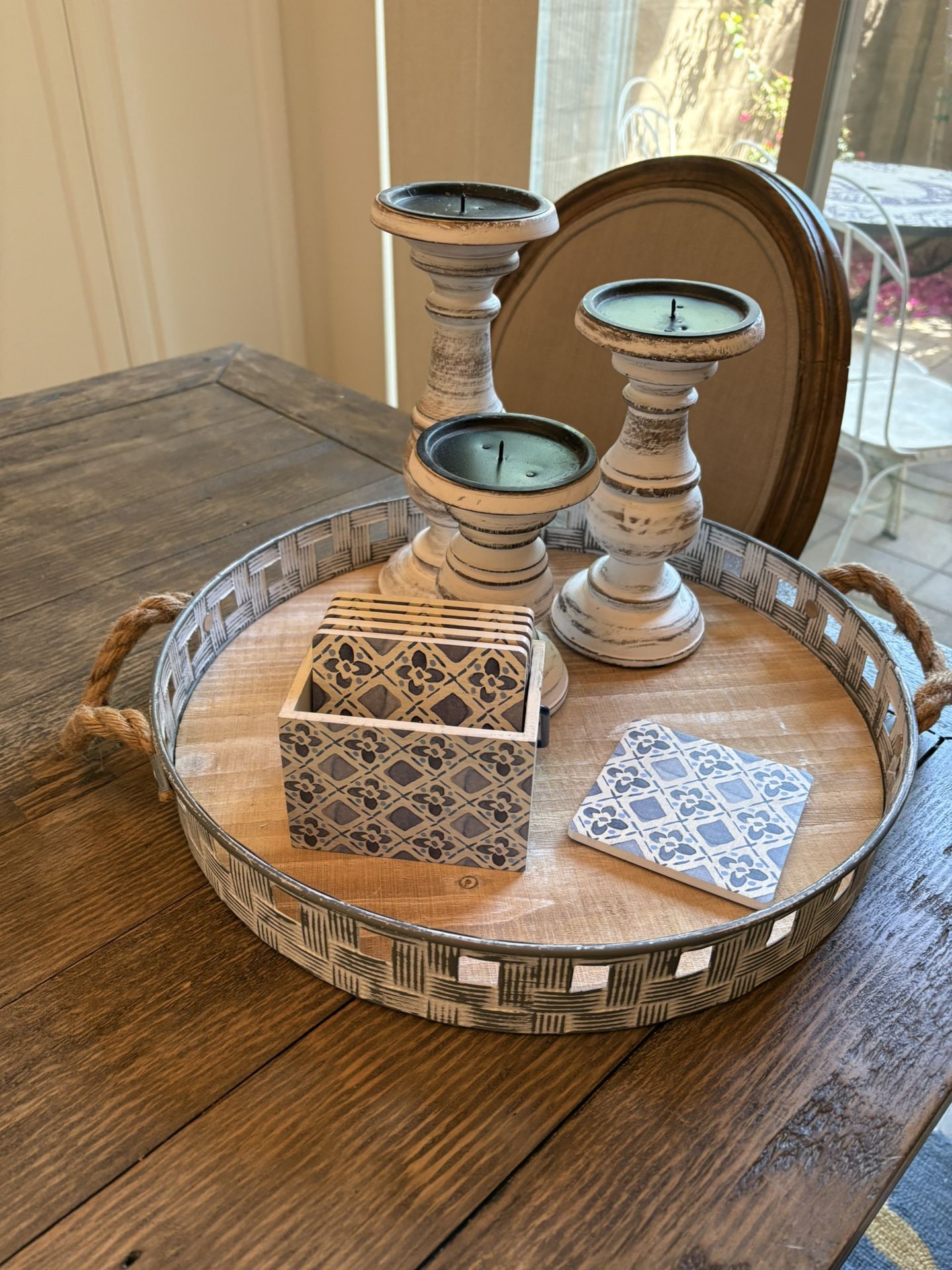 Coastal Set Tray/Candle Holders/Coasters