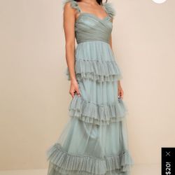 Lulus Sage Mesh Dot Dress