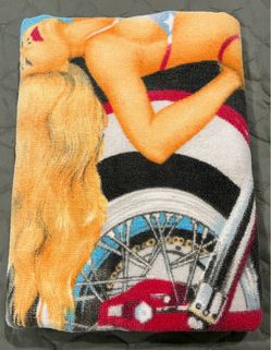Pin-Up Girl Motorcycle Graphic Towel/tapestry
