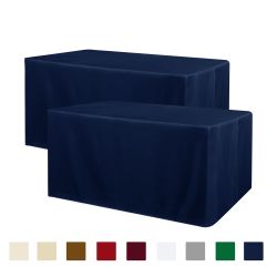 Polyester Rectangle Table Cover Protector For Wedding, Banquet And Trade Shows, 72L X 30W X 30H Inches, Navy