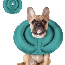 Midog Dog, Soft, Inflatable Adjustable Recovery E Collar Cone Medium Green NEW! 
