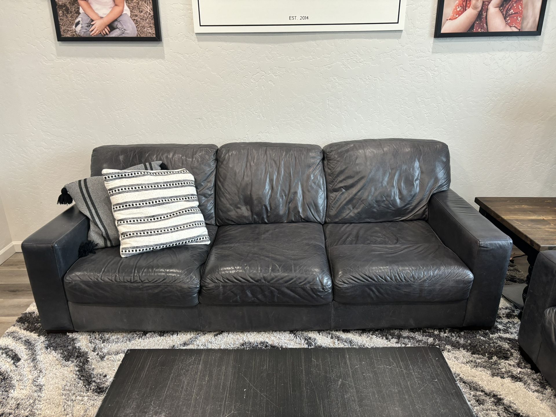 Gray Leather Couch And Love Seat Set (Furniture Row Durango)