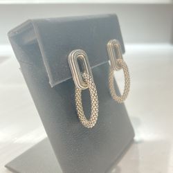 READ Entire ad BEFORE MESSAGING - LAGOS Brand Caviar 925 Sterling Silver paper clip fluted Drop Dangle Hoop earrings earring Jewelry $355 Retail