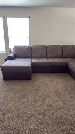 $800 New U shaped brown soft leather sectional