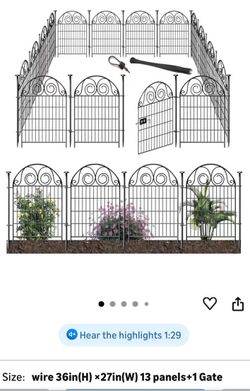 Tall garden animal barrier fence w/2gates