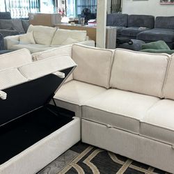 New Sleeper Sectional Couch with USB! Cup Holders! Storage! Free Delivery 🚚! 